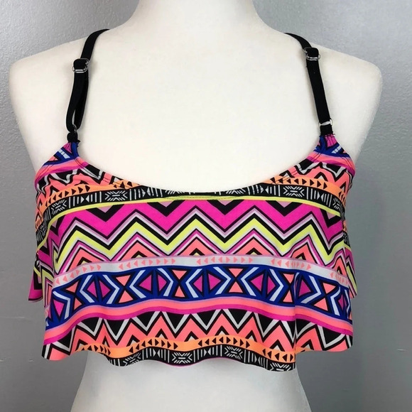 NEW Arizona Jean Company Multi Color Pattern Swimwear Top - Picture 1 of 5